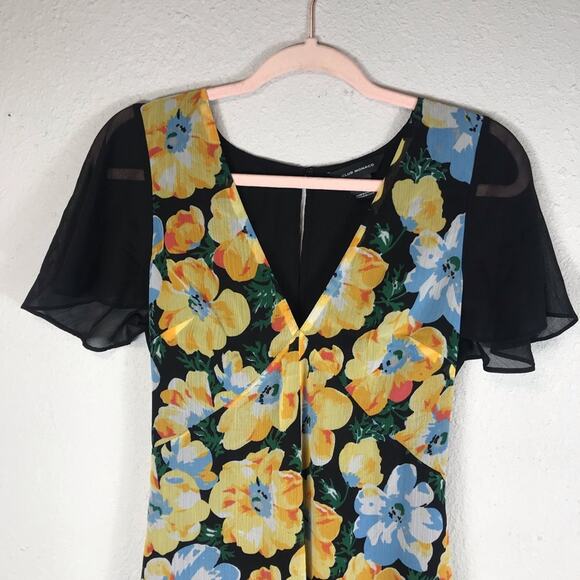Club Monaco Coran Floral Flutter-Sleeve Cutout Midi Dress Size 8 - Picture 4 of 12